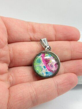 Double Sided flow art pendant